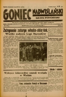 Goniec Nadwiślański: Głos Pomorski: Niezależne pismo poranne, poświęcone sprawom stanu średniego 1935.05.28 R.11 Nr123