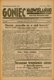 Goniec Nadwiślański: Głos Pomorski: Niezależne pismo poranne, poświęcone sprawom stanu średniego 1935.06.04 R.11 Nr128