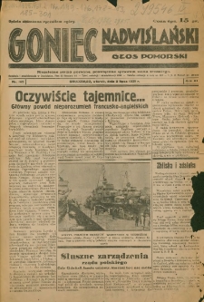 Goniec Nadwiślański: Głos Pomorski: Niezależne pismo poranne, poświęcone sprawom stanu średniego 1935.07.02 R.11 Nr149