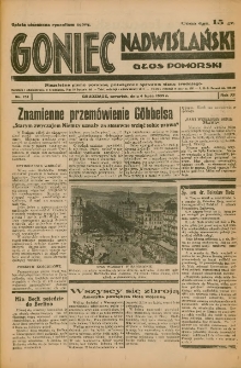 Goniec Nadwiślański: Głos Pomorski: Niezależne pismo poranne, poświęcone sprawom stanu średniego 1935.07.04 R.11 Nr151