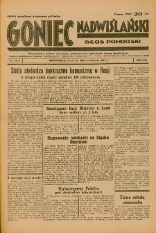 Goniec Nadwiślański: Głos Pomorski: Niezależne pismo poranne, poświęcone sprawom stanu średniego 1937.04.04 R.13 Nr77A