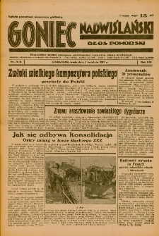 Goniec Nadwiślański: Głos Pomorski: Niezależne pismo poranne, poświęcone sprawom stanu średniego 1937.04.07 R.13 Nr79A