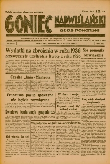 Goniec Nadwiślański: Głos Pomorski: Niezależne pismo poranne, poświęcone sprawom stanu średniego 1937.04.08 R.13 Nr80A