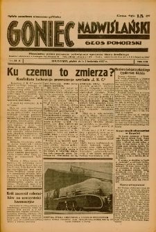 Goniec Nadwiślański: Głos Pomorski: Niezależne pismo poranne, poświęcone sprawom stanu średniego 1937.04.09 R.13 Nr81A
