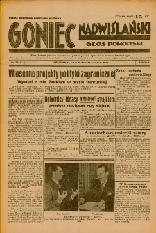 Goniec Nadwiślański: Głos Pomorski: Niezależne pismo poranne, poświęcone sprawom stanu średniego 1937.04.13 R.13 Nr84A