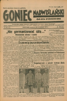 Goniec Nadwiślański: Głos Pomorski: Niezależne pismo poranne, poświęcone sprawom stanu średniego 1937.04.15 R.13 Nr86A