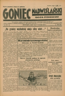 Goniec Nadwiślański: Głos Pomorski: Niezależne pismo poranne, poświęcone sprawom stanu średniego 1937.04.16 R.13 Nr87A
