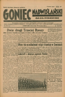 Goniec Nadwiślański: Głos Pomorski: Niezależne pismo poranne, poświęcone sprawom stanu średniego 1937.04.20 R.13 Nr90A