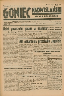 Goniec Nadwiślański: Głos Pomorski: Niezależne pismo poranne, poświęcone sprawom stanu średniego 1937.04.22 R.13 Nr92A