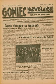 Goniec Nadwiślański: Głos Pomorski: Niezależne pismo poranne, poświęcone sprawom stanu średniego 1937.04.25 R.13 Nr95A