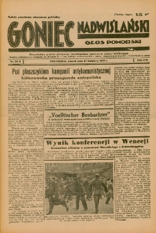 Goniec Nadwiślański: Głos Pomorski: Niezależne pismo poranne, poświęcone sprawom stanu średniego 1937.04.27 R.13 Nr77A