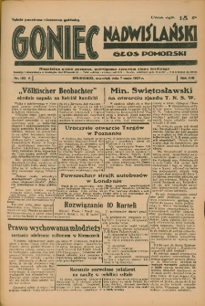 Goniec Nadwiślański: Głos Pomorski: Niezależne pismo poranne, poświęcone sprawom stanu średniego 1937.05.07 R.13 Nr103A
