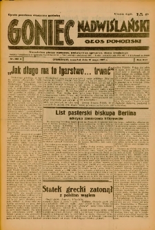 Goniec Nadwiślański: Głos Pomorski: Niezależne pismo poranne, poświęcone sprawom stanu średniego 1937.05.13 R.13 Nr108A