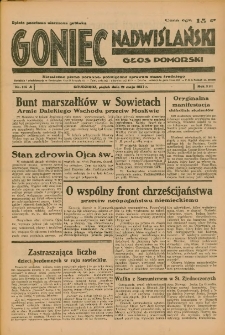 Goniec Nadwiślański: Głos Pomorski: Niezależne pismo poranne, poświęcone sprawom stanu średniego 1937.05.21 R.13 Nr114A