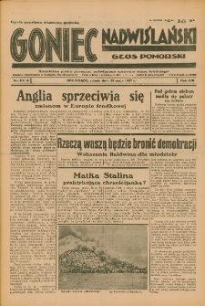 Goniec Nadwiślański: Głos Pomorski: Niezależne pismo poranne, poświęcone sprawom stanu średniego 1937.05.22 R.13 Nr115A