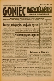 Goniec Nadwiślański: Głos Pomorski: Niezależne pismo poranne, poświęcone sprawom stanu średniego 1937.06.04 R.13 Nr125A