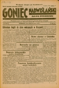 Goniec Nadwiślański: Głos Pomorski: Niezależne pismo poranne, poświęcone sprawom stanu średniego 1937.06.01 R.13 Nr138A