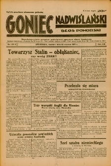 Goniec Nadwiślański: Głos Pomorski: Niezależne pismo poranne, poświęcone sprawom stanu średniego 1937.06.20 R.13 Nr139A