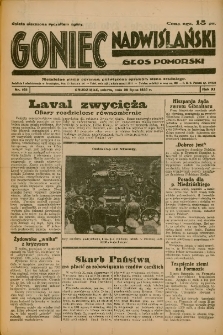 Goniec Nadwiślański: Głos Pomorski: Niezależne pismo poranne, poświęcone sprawom stanu średniego 1935.07.20 R.11 Nr165