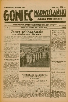 Goniec Nadwiślański: Głos Pomorski: Niezależne pismo poranne, poświęcone sprawom stanu średniego 1935.08.08 R.11 Nr181