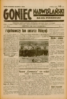 Goniec Nadwiślański: Głos Pomorski: Niezależne pismo poranne, poświęcone sprawom stanu średniego 1935.08.14 R.11 Nr186