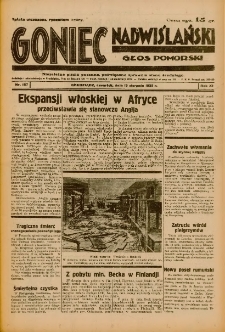 Goniec Nadwiślański: Głos Pomorski: Niezależne pismo poranne, poświęcone sprawom stanu średniego 1935.08.15 R.11 Nr187