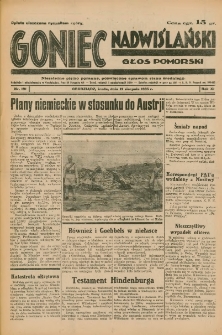 Goniec Nadwiślański: Głos Pomorski: Niezależne pismo poranne, poświęcone sprawom stanu średniego 1935.08.21 R.11 Nr191