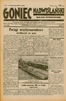 Goniec Nadwiślański: Głos Pomorski: Niezależne pismo poranne, poświęcone sprawom stanu średniego 1935.08.27 R.11 Nr196