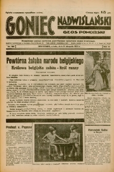 Goniec Nadwiślański: Głos Pomorski: Niezależne pismo poranne, poświęcone sprawom stanu średniego 1935.08.31 R.11 Nr200