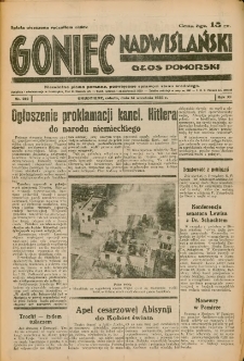 Goniec Nadwiślański: Głos Pomorski: Niezależne pismo poranne, poświęcone sprawom stanu średniego 1935.09.14 R.11 Nr212