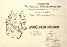 Dyplom członkostwa honorowego Jadwigi, Władysława i Marii Zamoyskich Towarzystwa Przytulisko Uczestników Powstania 1863-1864