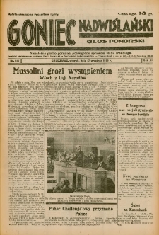 Goniec Nadwiślański: Głos Pomorski: Niezależne pismo poranne, poświęcone sprawom stanu średniego 1935.09.17 R.11 Nr214