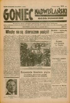 Goniec Nadwiślański: Głos Pomorski: Niezależne pismo poranne, poświęcone sprawom stanu średniego 1935.09.21 R.11 Nr218