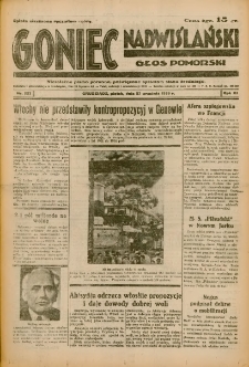 Goniec Nadwiślański: Głos Pomorski: Niezależne pismo poranne, poświęcone sprawom stanu średniego 1935.09.27 R.11 Nr223