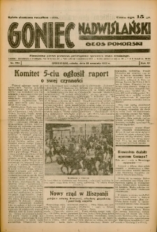 Goniec Nadwiślański: Głos Pomorski: Niezależne pismo poranne, poświęcone sprawom stanu średniego 1935.09.28 R.11 Nr224