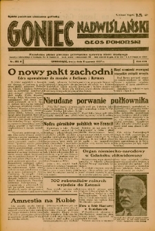 Goniec Nadwiślański: Głos Pomorski: Niezależne pismo poranne, poświęcone sprawom stanu średniego 1937.06.02 R.13 Nr123A