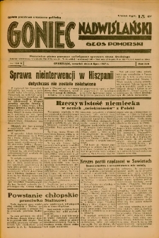 Goniec Nadwiślański: Głos Pomorski: Niezależne pismo poranne, poświęcone sprawom stanu średniego 1937.07.08 R.13 Nr153A