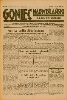 Goniec Nadwiślański: Głos Pomorski: Niezależne pismo poranne, poświęcone sprawom stanu średniego 1937.07.25 R.13 Nr168A