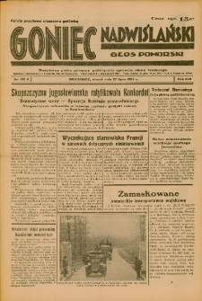 Goniec Nadwiślański: Głos Pomorski: Niezależne pismo poranne, poświęcone sprawom stanu średniego 1937.07.27 R.13 Nr169A