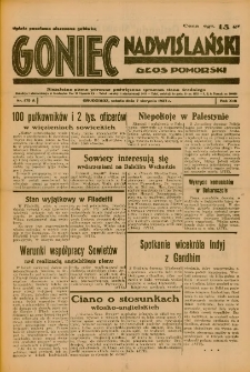 Goniec Nadwiślański: Głos Pomorski: Niezależne pismo poranne, poświęcone sprawom stanu średniego 1937.08.07 R.13 Nr179A