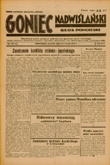 Goniec Nadwiślański: Głos Pomorski: Niezależne pismo poranne, poświęcone sprawom stanu średniego 1937.08.12 R.13 Nr183A