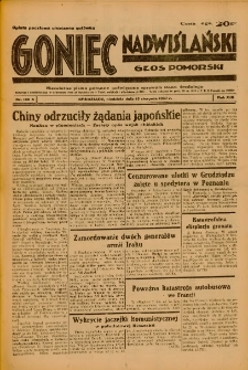 Goniec Nadwiślański: Głos Pomorski: Niezależne pismo poranne, poświęcone sprawom stanu średniego 1937.08.15 R.13 Nr186A