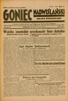 Goniec Nadwiślański: Głos Pomorski: Niezależne pismo poranne, poświęcone sprawom stanu średniego 1937.08.27 R.13 Nr196A