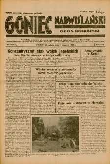 Goniec Nadwiślański: Głos Pomorski: Niezależne pismo poranne, poświęcone sprawom stanu średniego 1937.09.11 R.13 Nr209A