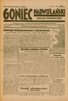 Goniec Nadwiślański: Głos Pomorski: Niezależne pismo poranne, poświęcone sprawom stanu średniego 1937.09.12 R.13 Nr210A