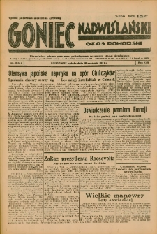 Goniec Nadwiślański: Głos Pomorski: Niezależne pismo poranne, poświęcone sprawom stanu średniego 1937.09.18 R.13 Nr215A