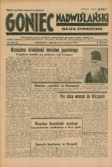 Goniec Nadwiślański: Głos Pomorski: Niezależne pismo poranne, poświęcone sprawom stanu średniego 1937.09.19 R.13 Nr216A