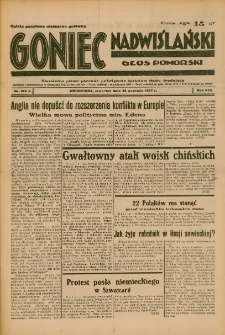 Goniec Nadwiślański: Głos Pomorski: Niezależne pismo poranne, poświęcone sprawom stanu średniego 1937.09.23 R.13 Nr219A