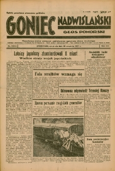 Goniec Nadwiślański: Głos Pomorski: Niezależne pismo poranne, poświęcone sprawom stanu średniego 1937.09.26 R.13 Nr222A