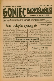 Goniec Nadwiślański: Głos Pomorski: Niezależne pismo poranne, poświęcone sprawom stanu średniego 1937.09.30 R.13 Nr225A